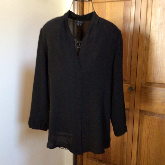 Theory black silk V neck Tunic/Blouse, Medium - Picture 1 of 8